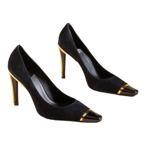 Jeffrey Campbell Conspiracy black and gold heels 8.5 - Picture 3 of 11